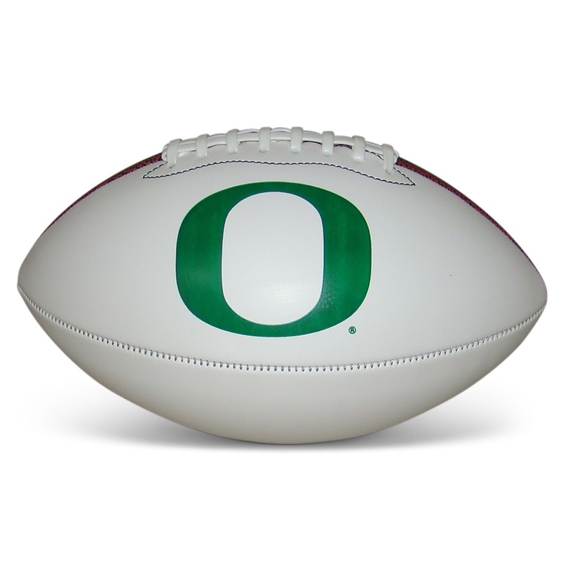 NCAA Oregon Ducks Autograph White Panel Full Size Signature Style Football