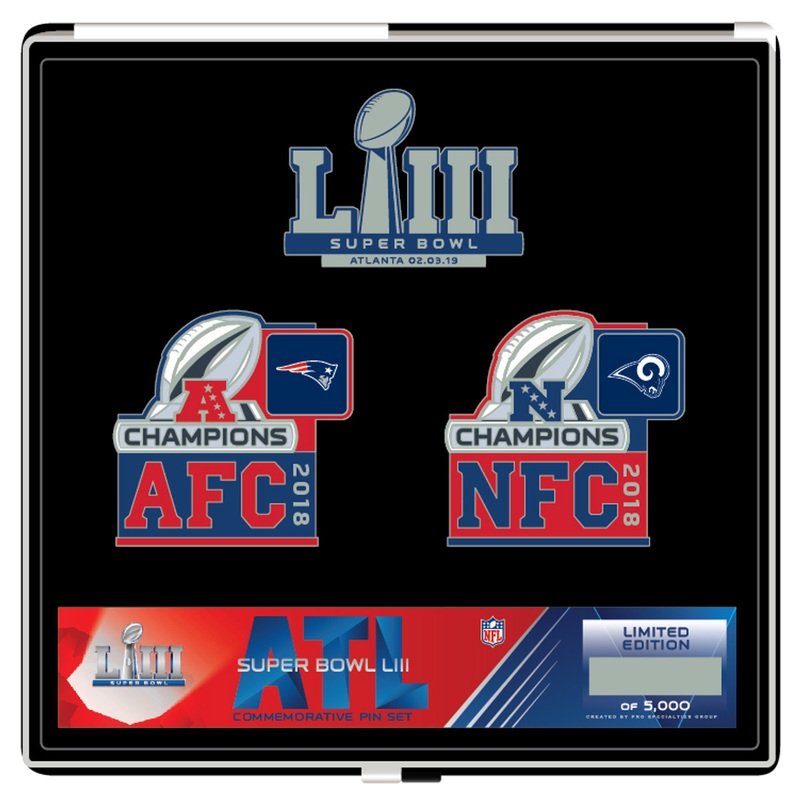 Super Bowl LIII 53 New England Patriots vs. Los Angeles Rams Dueling Pin Set – Limited to only 5,000 made