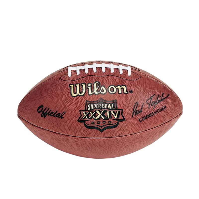 Super Bowl XXXIV (Thirty-Four 34) St. Louis Rams vs. Tennessee Titans Official Leather Authentic Game Football by Wilson