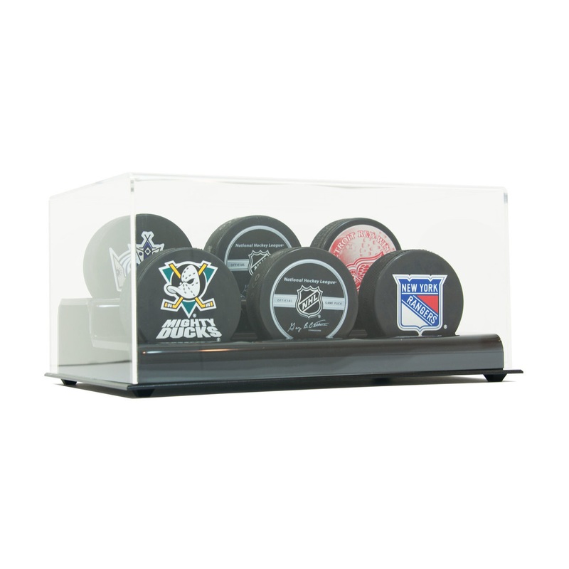 DELUXE ACRYLIC SIX HOCKEY PUCK DISPLAY CASE