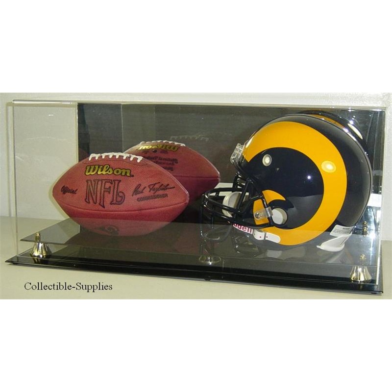 DELUXE FULL SIZE HELMET AND FULL SIZE FOOTBALL DISPLAY CASE