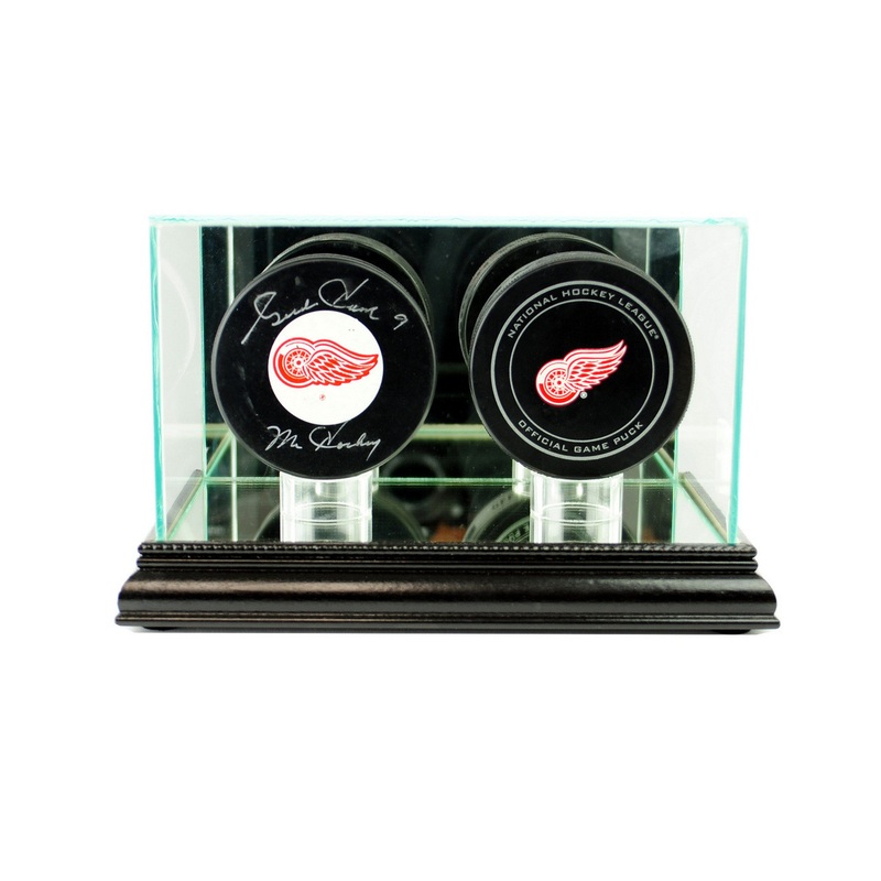 Deluxe Real Glass Double Puck Display Case
