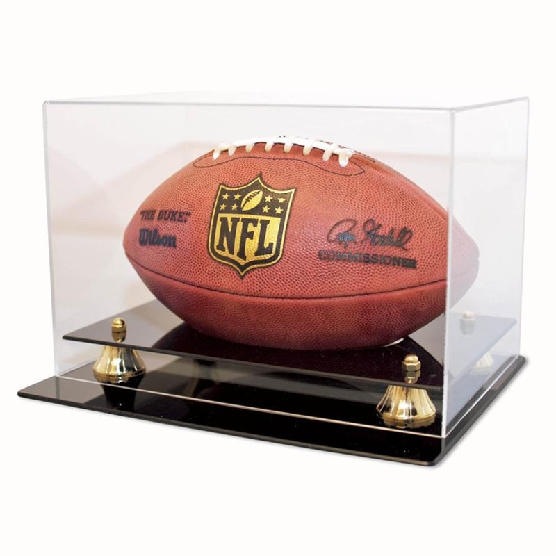 Deluxe UV Protected Full Size Football Display Case Holder with Clear Top Cover