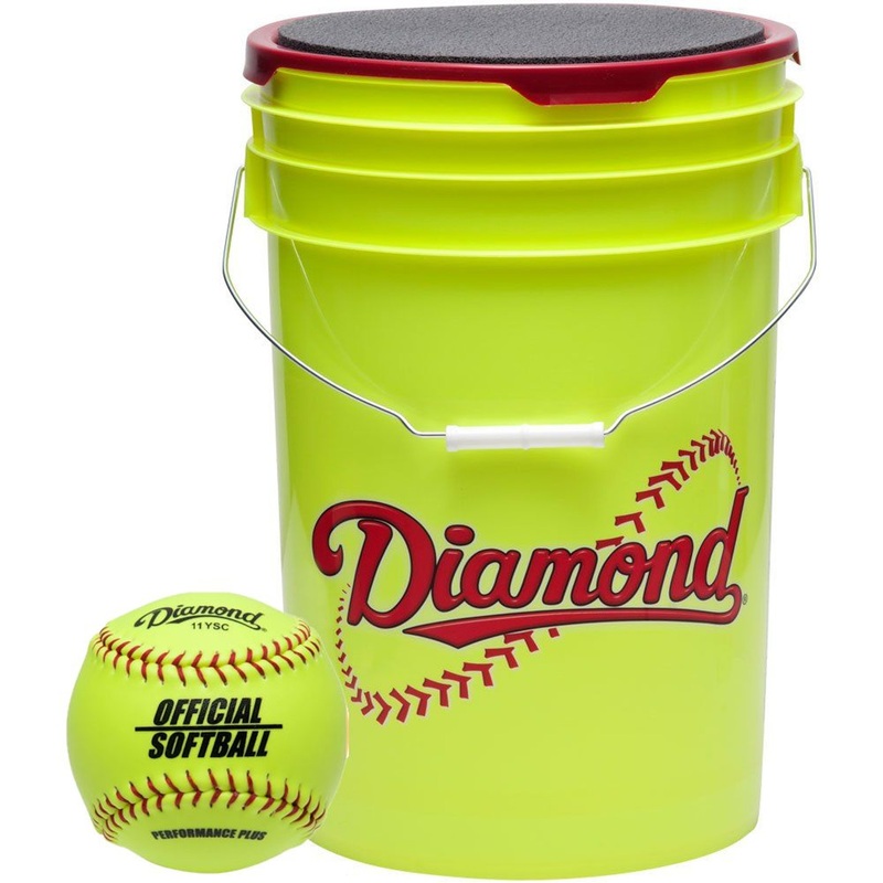 Diamond 18 Softballs Bucket Combo with 11-inch Softballs (includes 18 11YSC Softballs)
