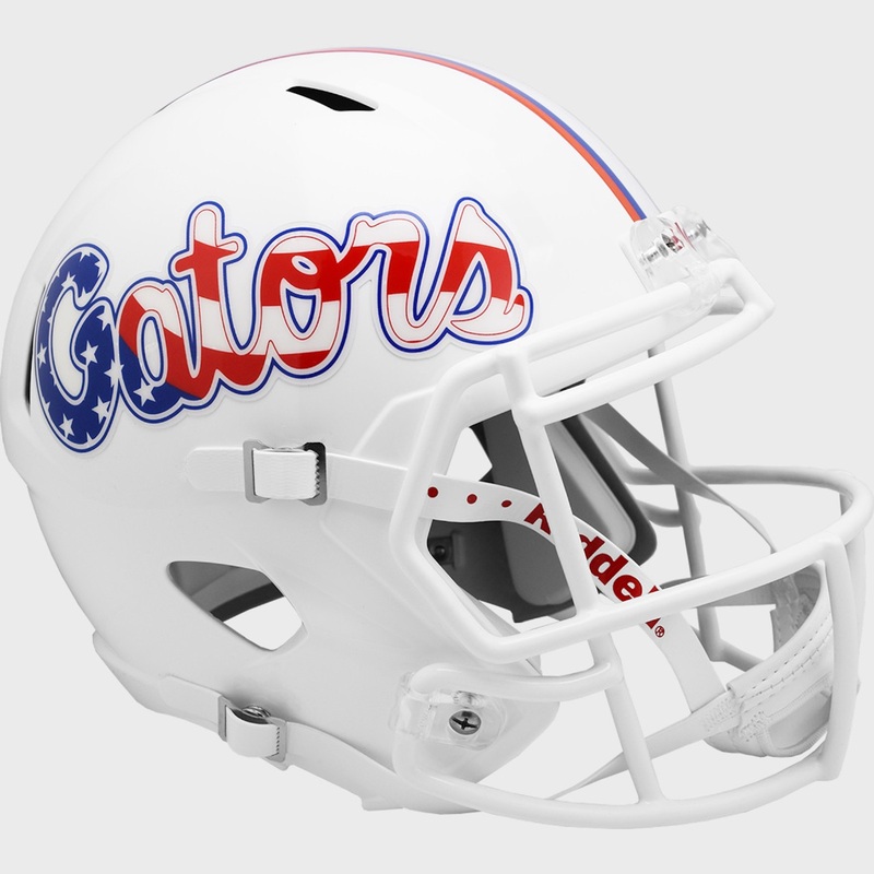 Florida Gators Stars and Stripes White NCAA SPEED Riddell Full Size Replica Football Helmet