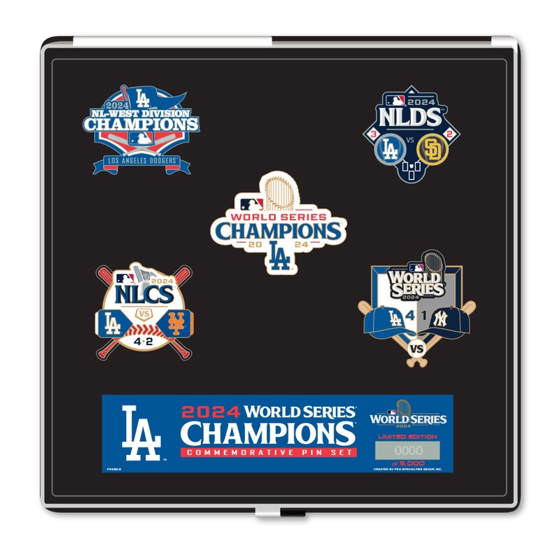Los Angeles Dodgers 2024 World Series Champions 5-Piece Boxed Lapel Pin Set – Limited Edition