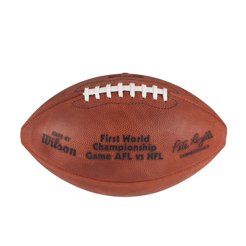 Super Bowl I (One 1) Green Bay Packers vs. Kansas City Chiefs Official Leather Authentic Game Football by Wilson