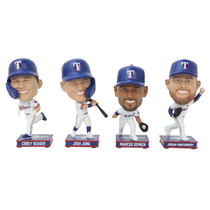 Texas Rangers 2023 World Series Champions 4 Pack Mini Bobble Bighead Bobblehead Set