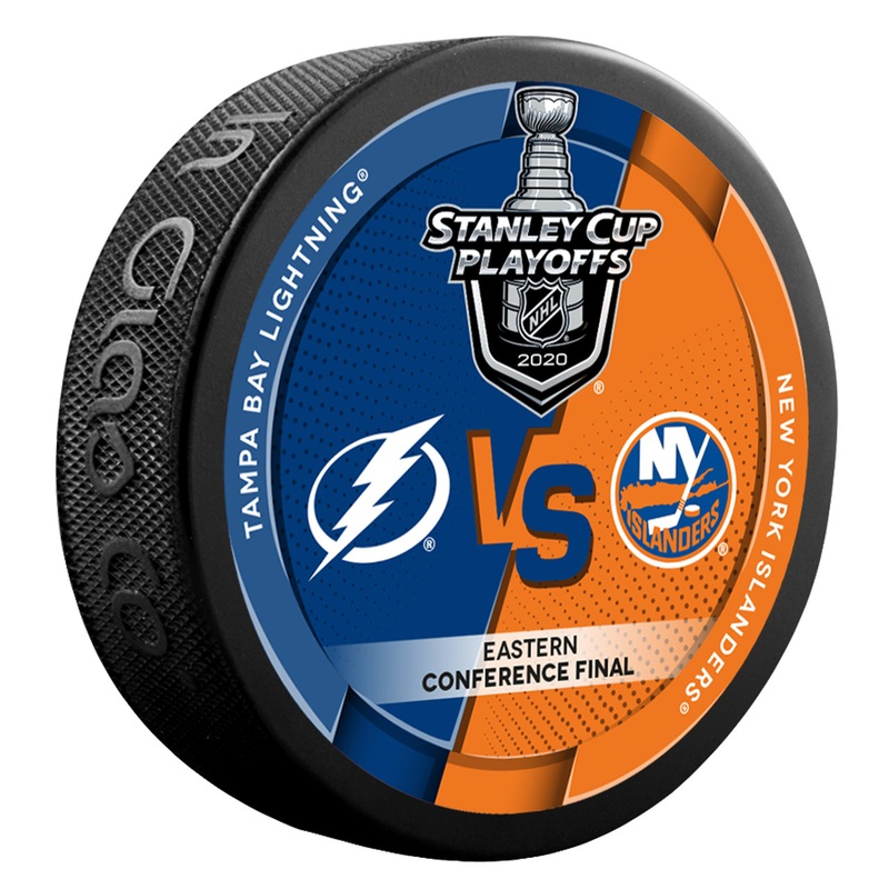 2020 NHL Stanley Cup Playoff Eastern Conference Dueling Souvenir Puck – Tampa Bay Lightning vs. New York Islanders