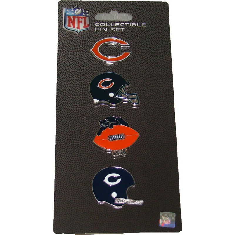 Chicago Bears Logo NFL Football Evolution 4 Piece Lapel Pin Set