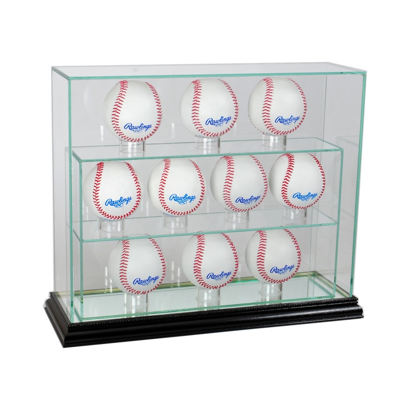 Deluxe Real Glass Ten Baseball UPRIGHT Display Case