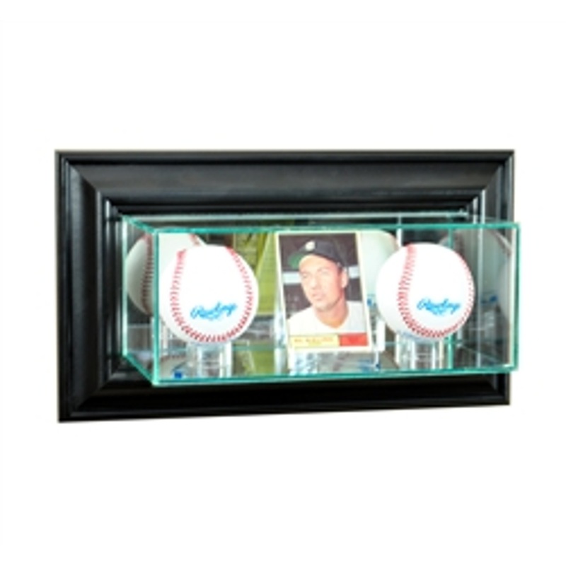 Deluxe Real Glass Wall Mounted Card and Double Basball Display Case