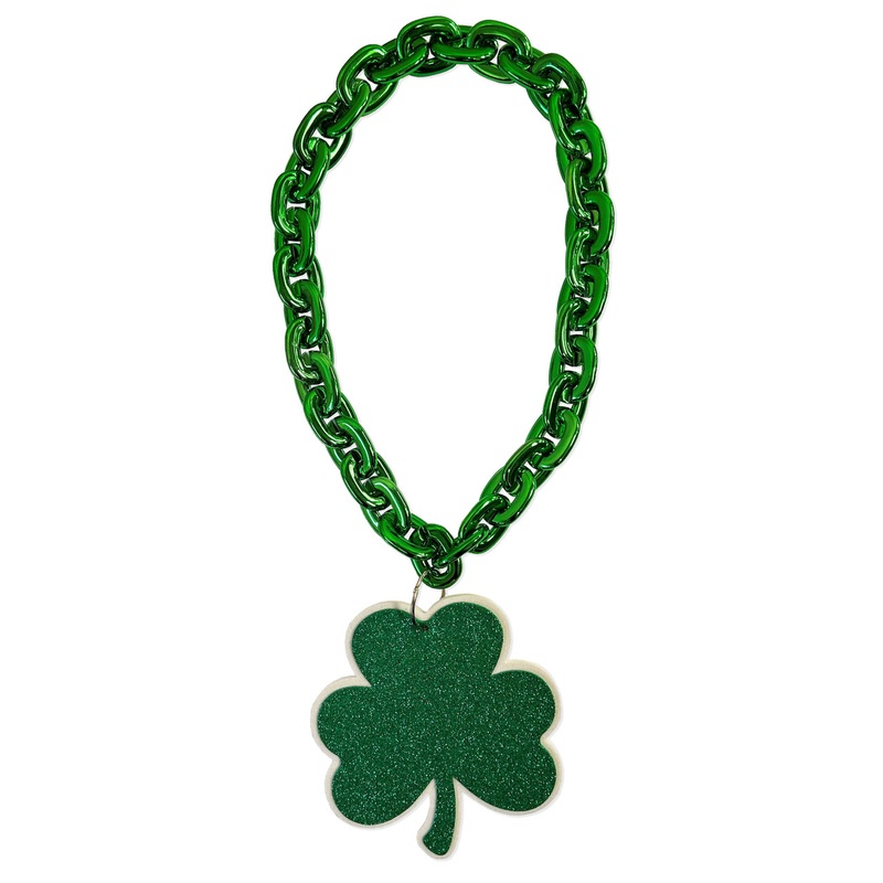 Glitter Clover Green Fan Chain 3D Foam Necklace