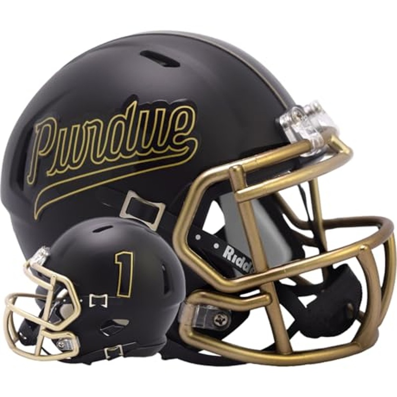 Purdue Boilermakers Black SCRIPT Revolution SPEED Mini Football Helmet – New in Riddell Box
