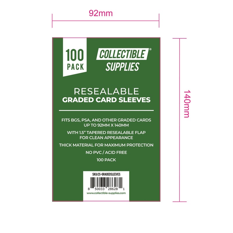 Resealable Graded Card Sleeves / Bags with 1.5″ Tapered Flap Collectible Supplies