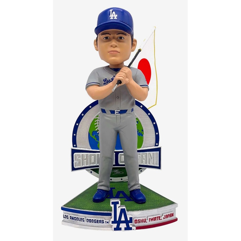 Shohei Ohtani Los Angeles Dodgers Away Jersey with Japanese National Flag Japan 8″ Bobblehead Bobble Head Doll