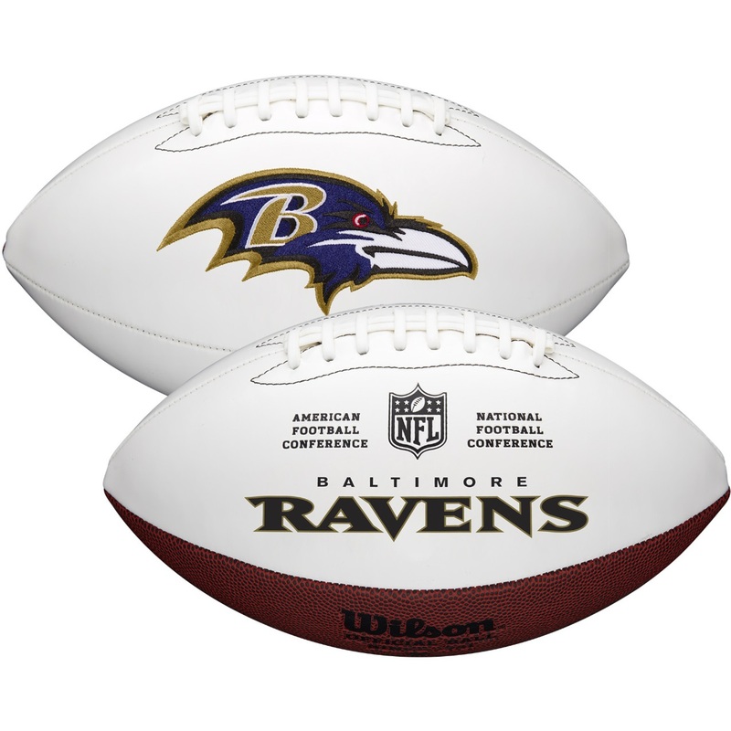 Baltimore Ravens Full Size Official NFL Autograph Signature Series White Panel Football by Wilson