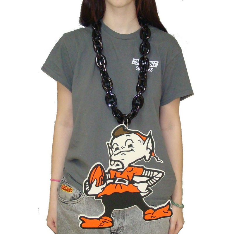 Cleveland Browns Elf Brownie NFL BIG LOGO 3D Fan Chain Foam Necklace