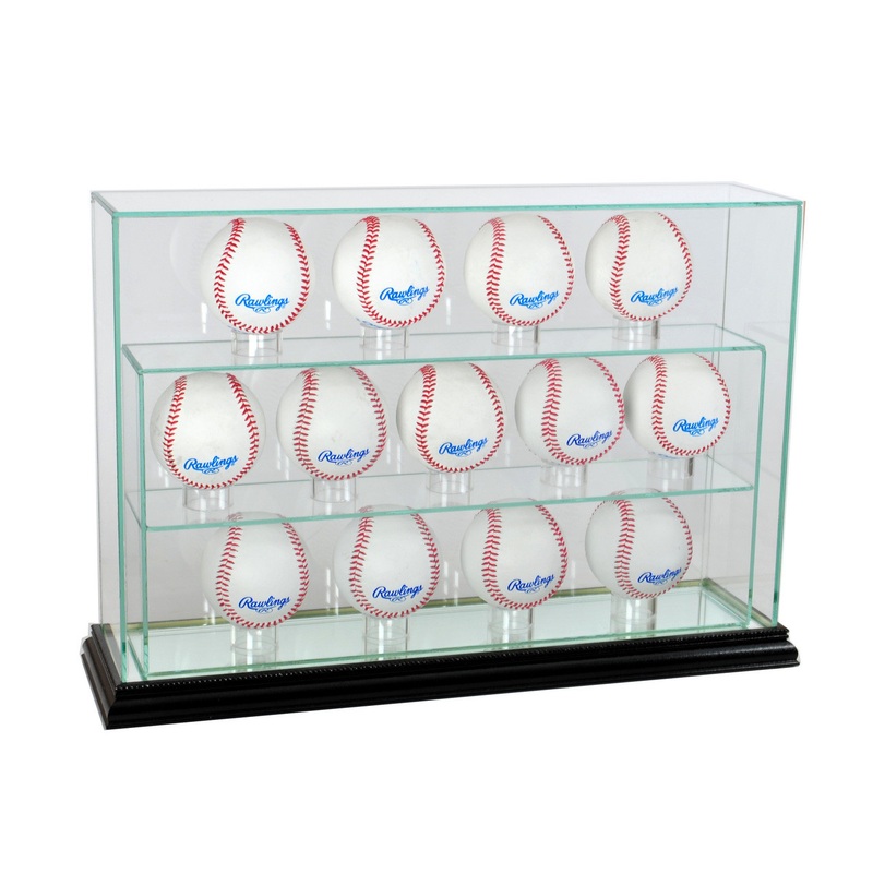 Deluxe Real Glass Thirteen Baseball UPRIGHT Display Case