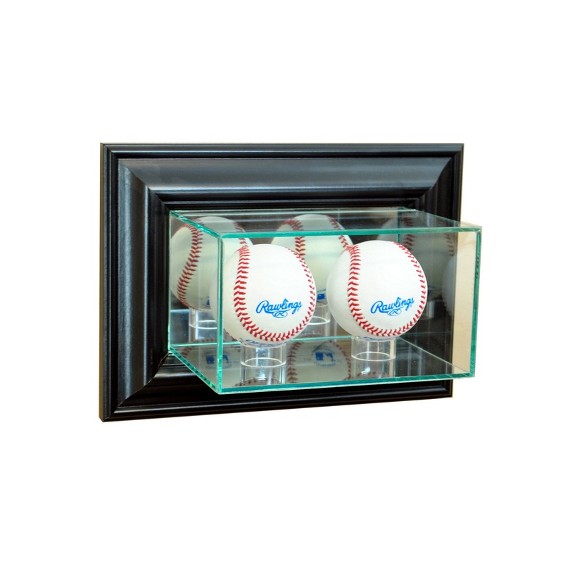 Deluxe Real Glass Wall Mounted Double Baseball Display Case