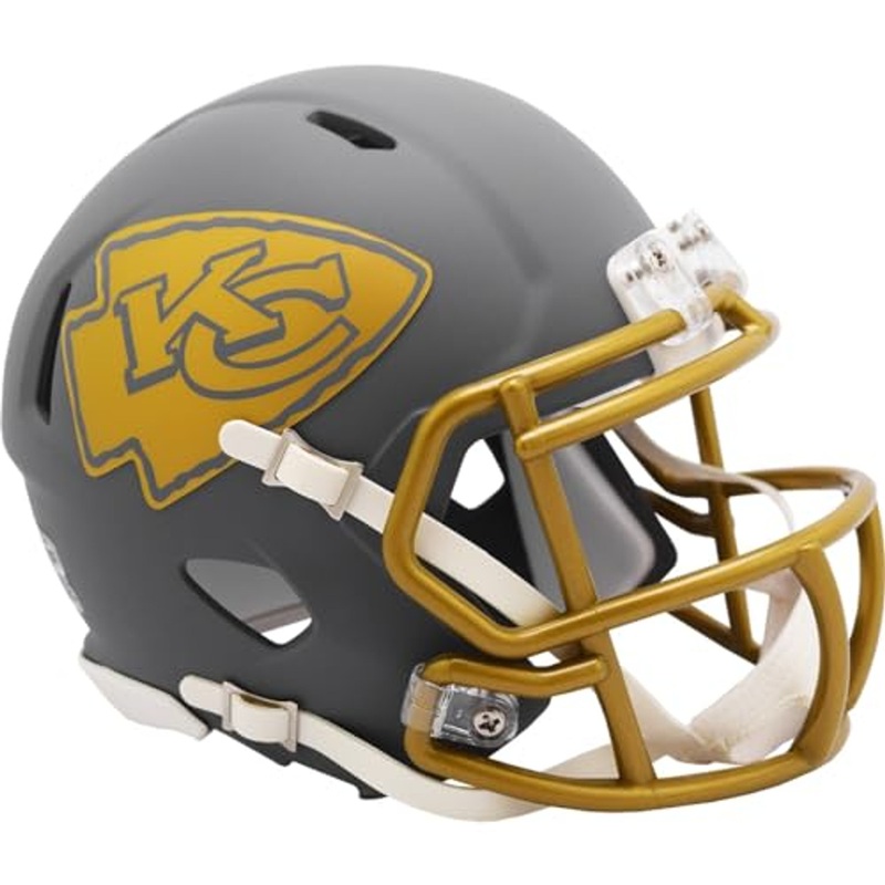 Kansas City Chiefs Alternate SLATE Revolution Speed Mini Football Helmet – New in Riddell Box