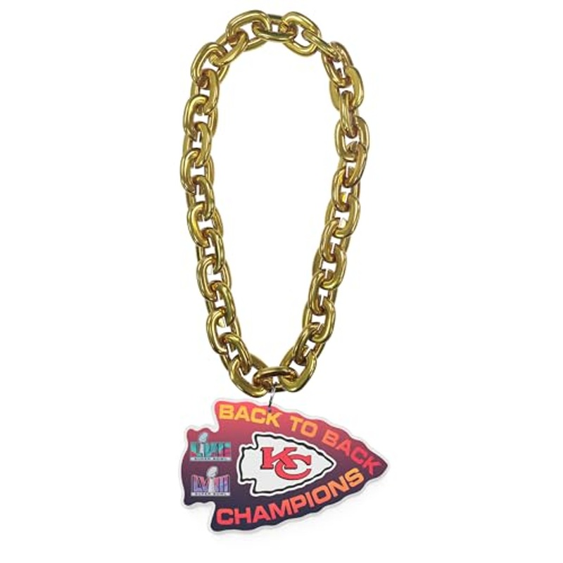 Kansas City Chiefs Super Bowl Back to Back Champions Gold Fan Chain