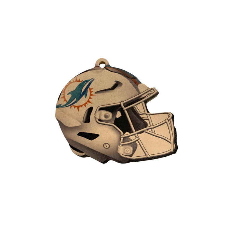 Miami Dolphins NFL Wood Football Helmet Christmas Tree Ornament