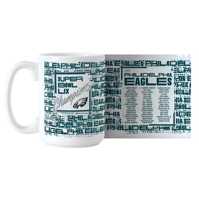 Philadelphia Eagles Super Bowl LIX 59 Champions 15 Ounce Roster Coffee Mug
