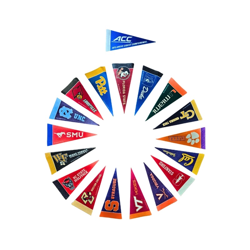 ACC Atlantic Coast Conference Mini Pennant Set (League Set) All 17 Teams New for 2024