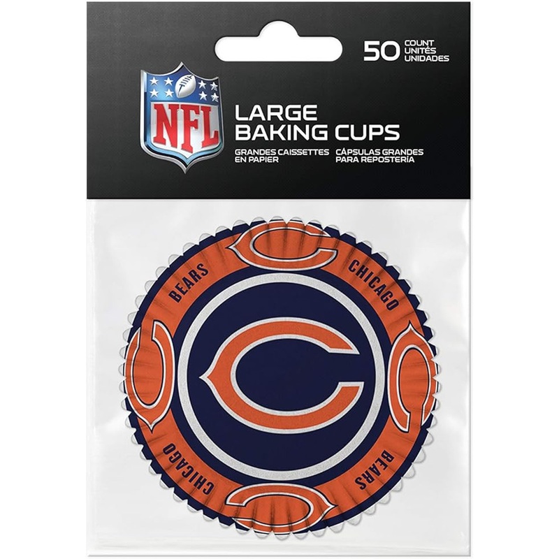 Chicago Bears NFL Baking Cups for CupCakes – 50 Pack – Cupcake Holders Liners