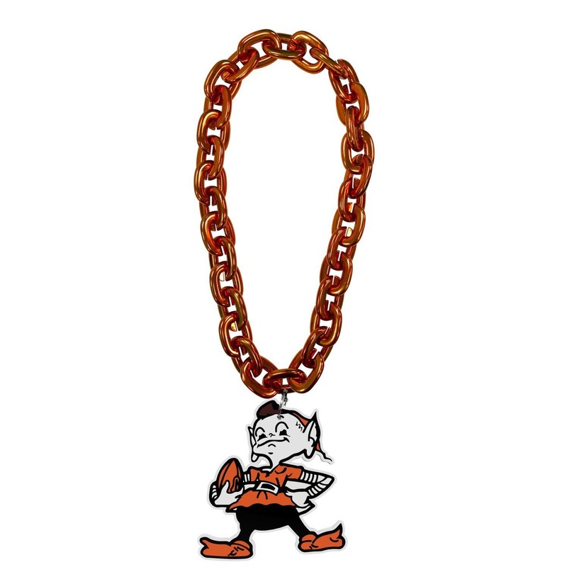 Cleveland Browns Brownie the Elf Mascot Touchdown Fan Orange Chain 10 Inch 3D Foam Necklace
