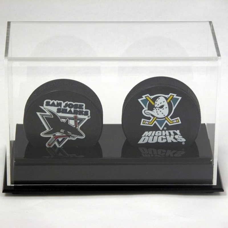 DELUXE DOUBLE HOCKEY PUCK DISPLAY
