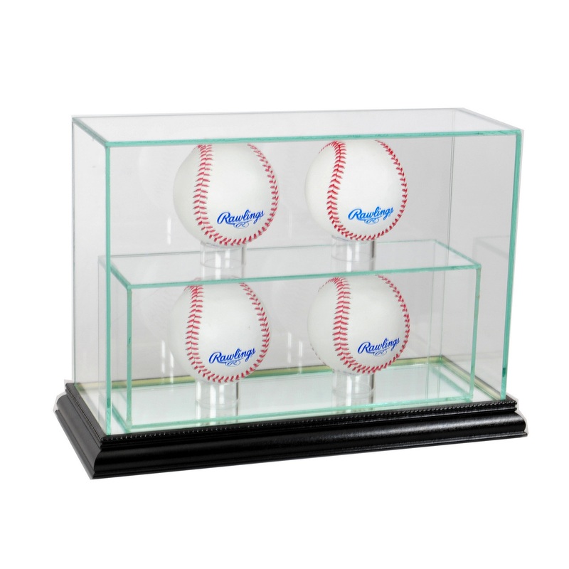 Deluxe Real Glass 4 Baseball UPRIGHT Display Case