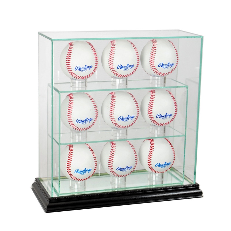 Deluxe Real Glass 9 Baseball UPRIGHT Display Case