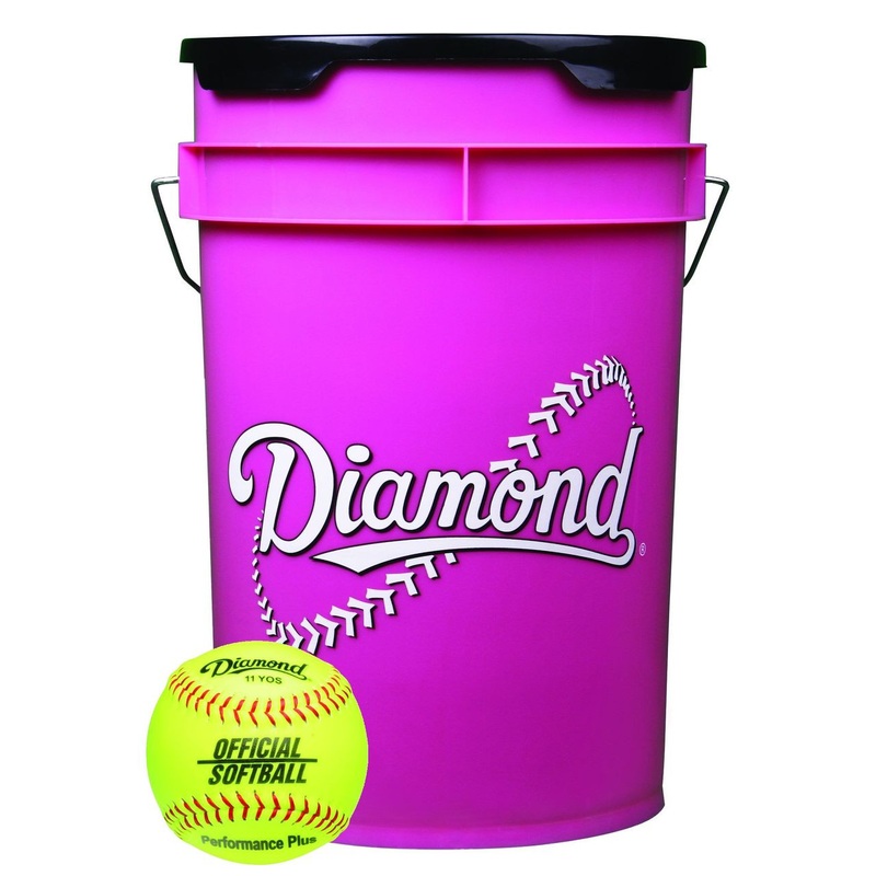 Diamond 18 Softballs Pink Bucket Combo with 11-inch Softballs (includes 18 11YOS Softballs)