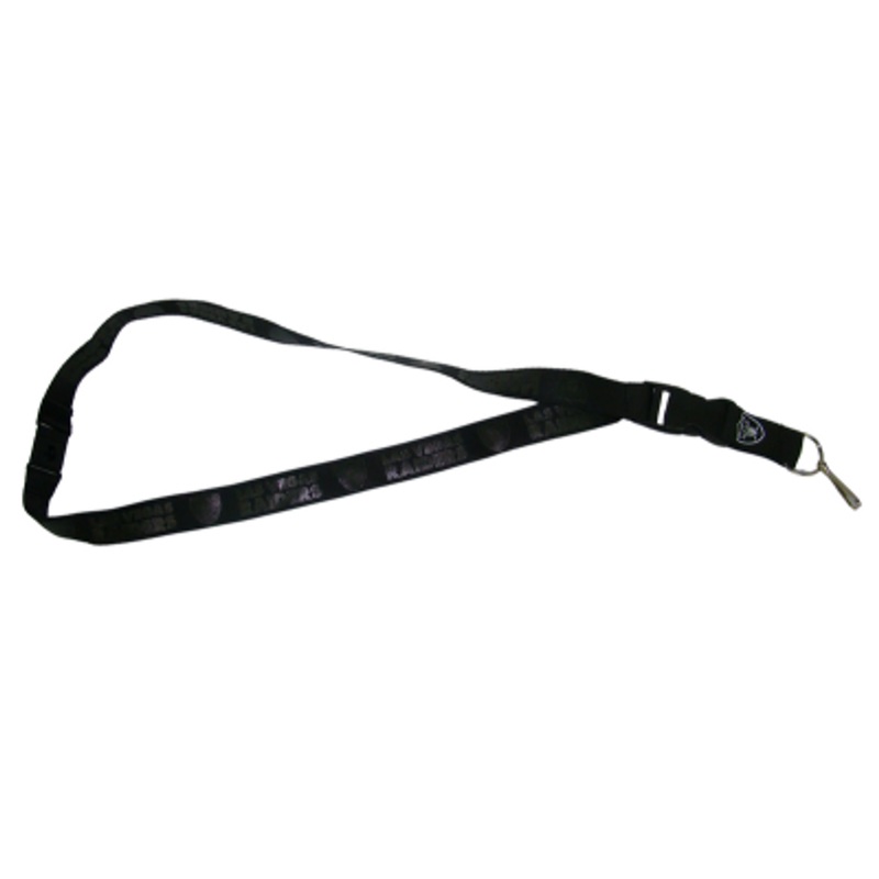 Las Vegas Raiders New Logo Black on Black Bob Buckle Team Detachable Lanyard