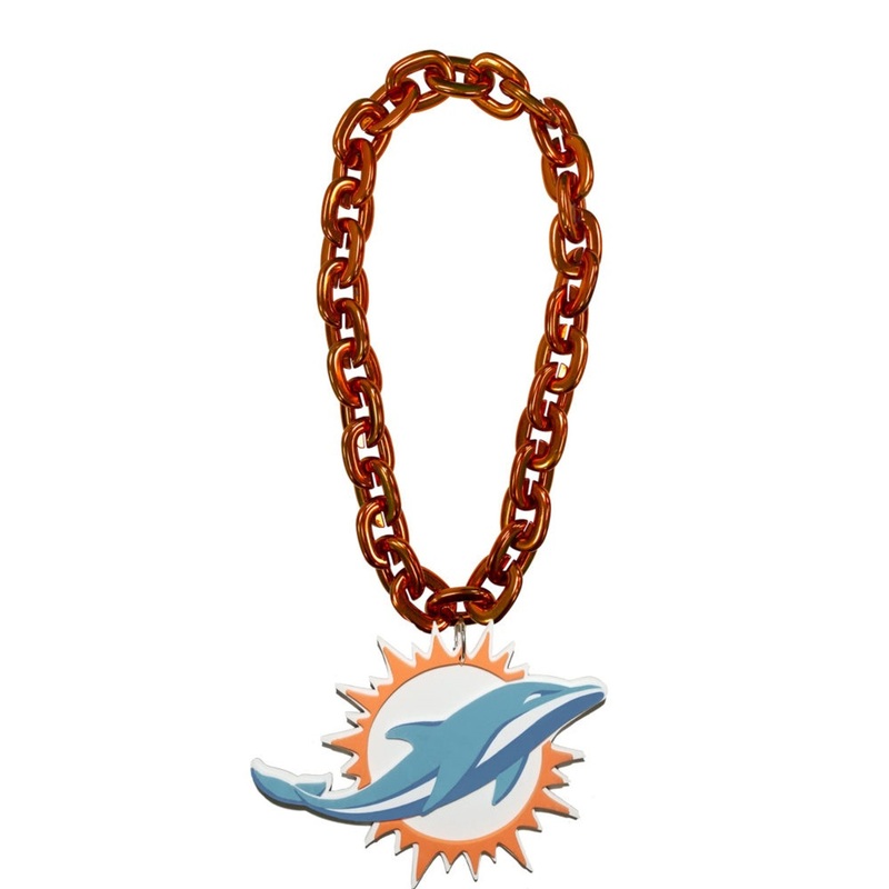 Miami Dolphins NFL Touchdown Fan Chain 10 Inch 3D Foam Necklace