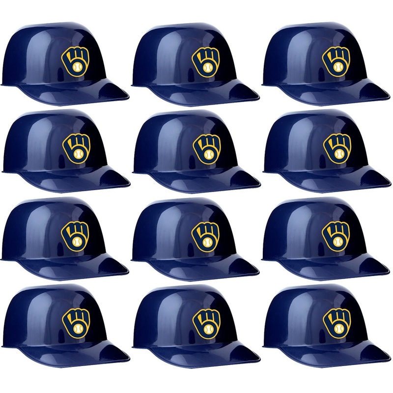 Milwaukee Brewers MLB 8oz Snack Size / Ice Cream Mini Baseball Helmets – Quantity 12