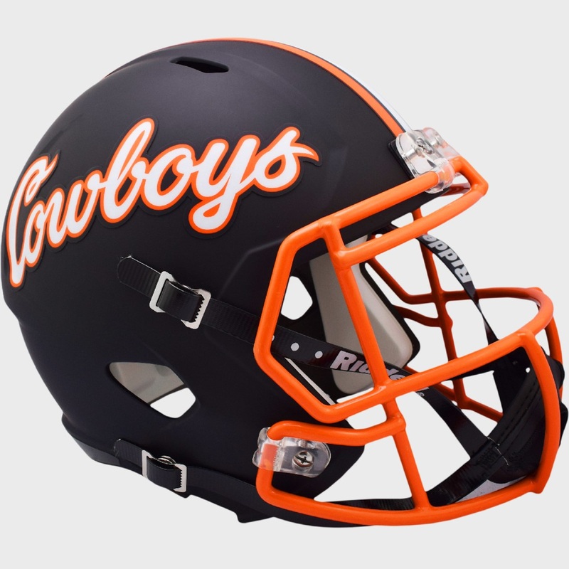 Oklahoma State Cowboys Matte Black NCAA Riddell Full Size Replica Speed Football Helmet