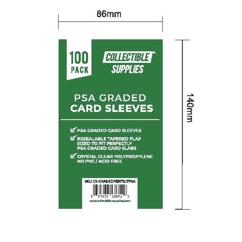 PSA Specific Fit Resealable Graded Card Sleeves / Bags with 1.5″ Tapered Flap Collectible Supplies