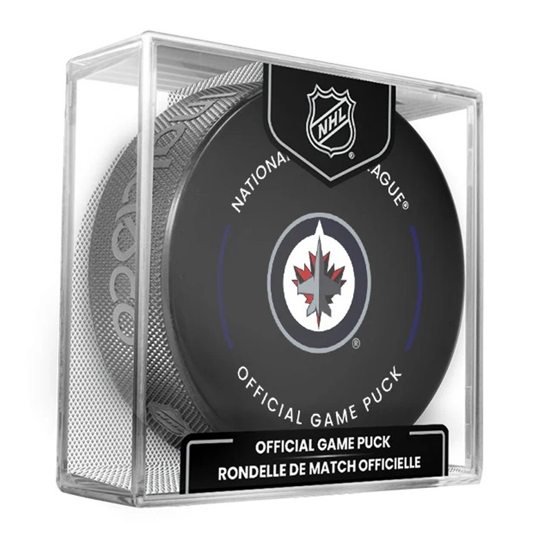 Winnipeg Jets Current NHL Official Game Hockey Puck In Cube
