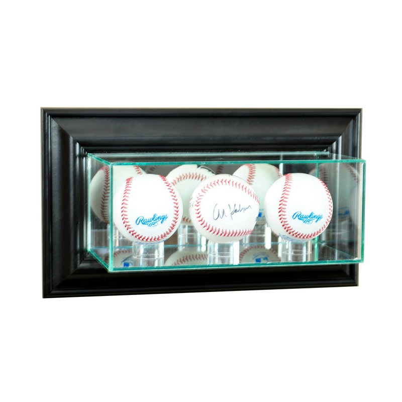 Deluxe Real Glass Wall Mounted Triple Baseball Display Case