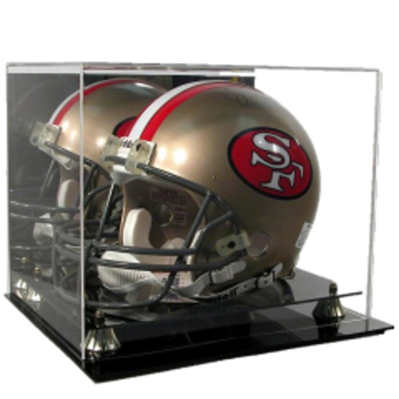 Deluxe UV Protected Full Size Football Helmet Display Case Holder with Mirror Back