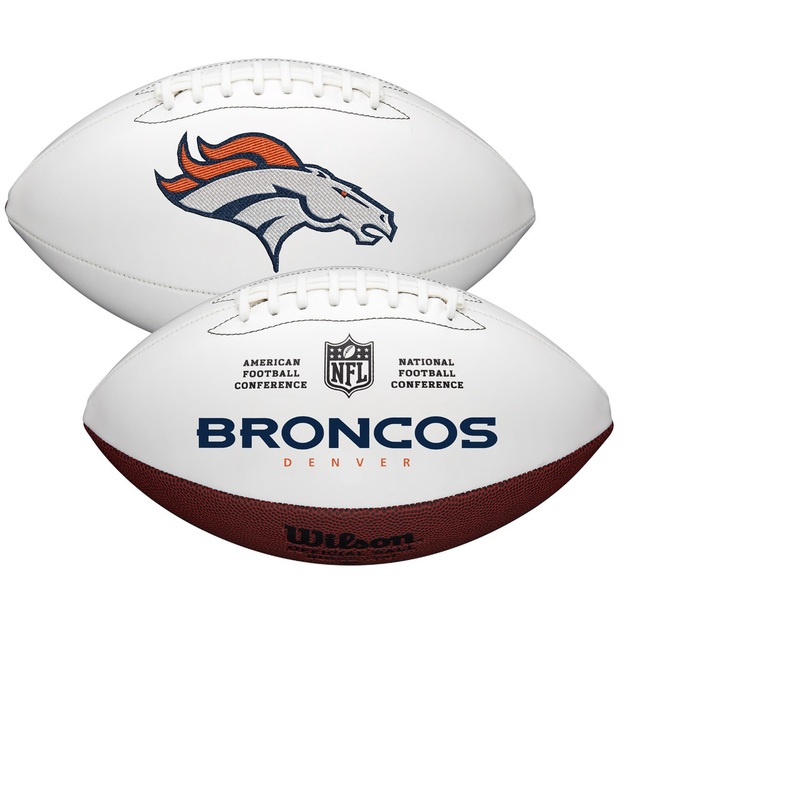 Denver Broncos Full Size Official NFL Autograph Signature Series White Panel Football by Wilson