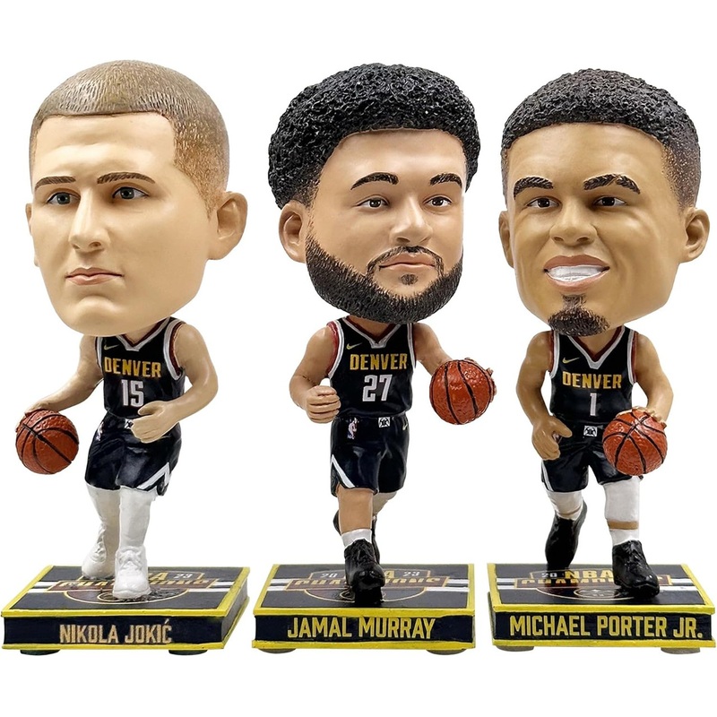 Denver Nuggets 2023 NBA Finals Champions Mini Bobbleheads 3-pack Set – Nikola Jokic – Jamal Murray – Michael Porter Jr.