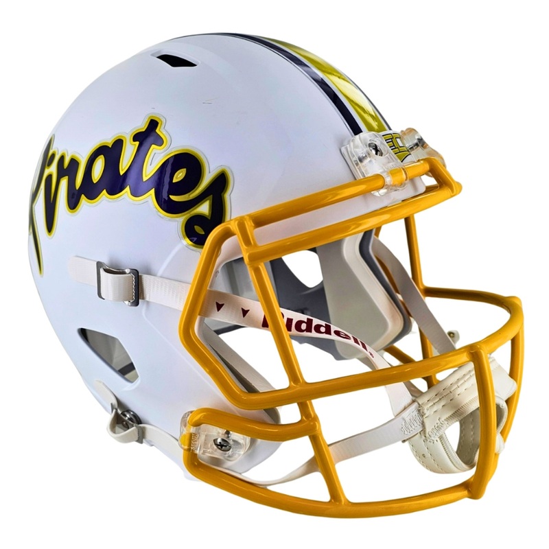 East Carolina Pirates Matte White Throwback SPEED Riddell Full Size Replica Football Helmet