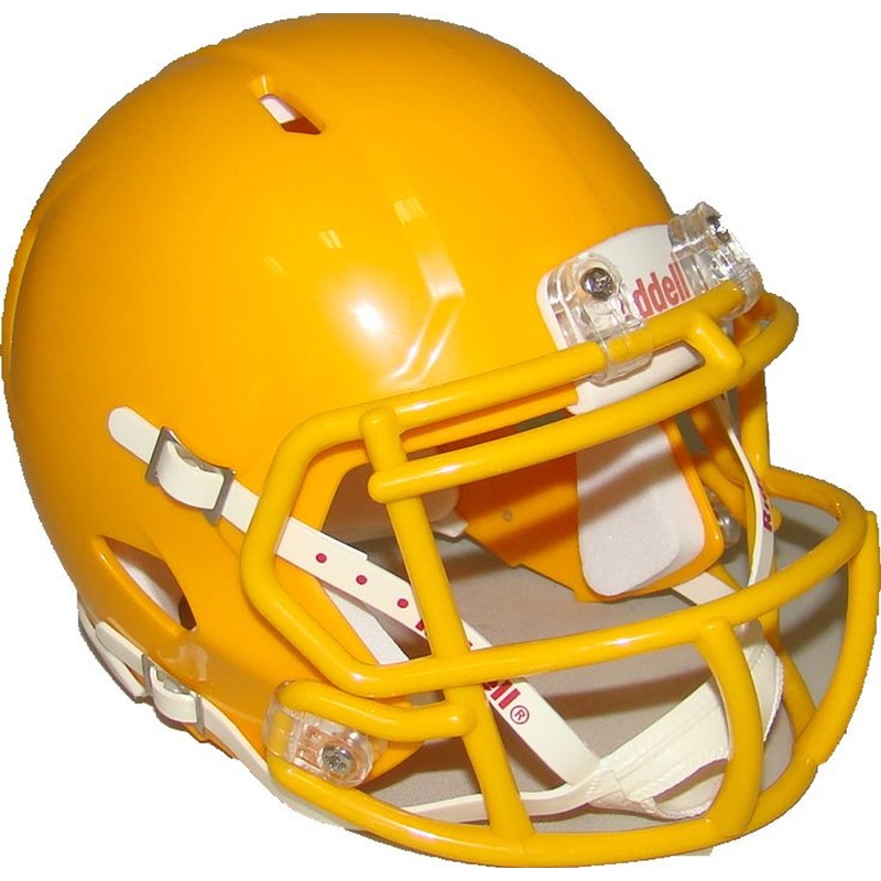 Green Bay Gold with Yellow Mask Blank Riddell Revolution SPEED Mini Football Helmet
