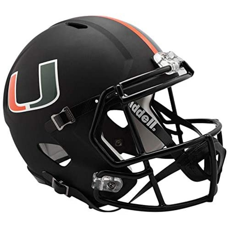 Miami Hurricanes 2017 Black Nights SPEED Riddell Full Size Replica Helmet