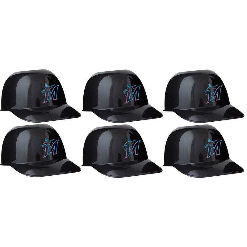 Miami Marlins MLB 8oz Snack Size / Ice Cream Mini Baseball Helmets – Quantity 6