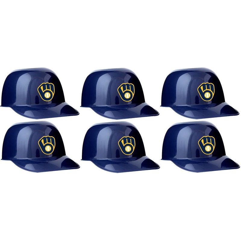 Milwaukee Brewers MLB 8oz Snack Size / Ice Cream Mini Baseball Helmets – Quantity 6
